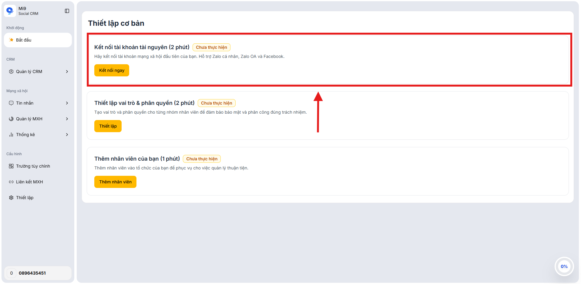 Kết nối tài khoản tài nguyên