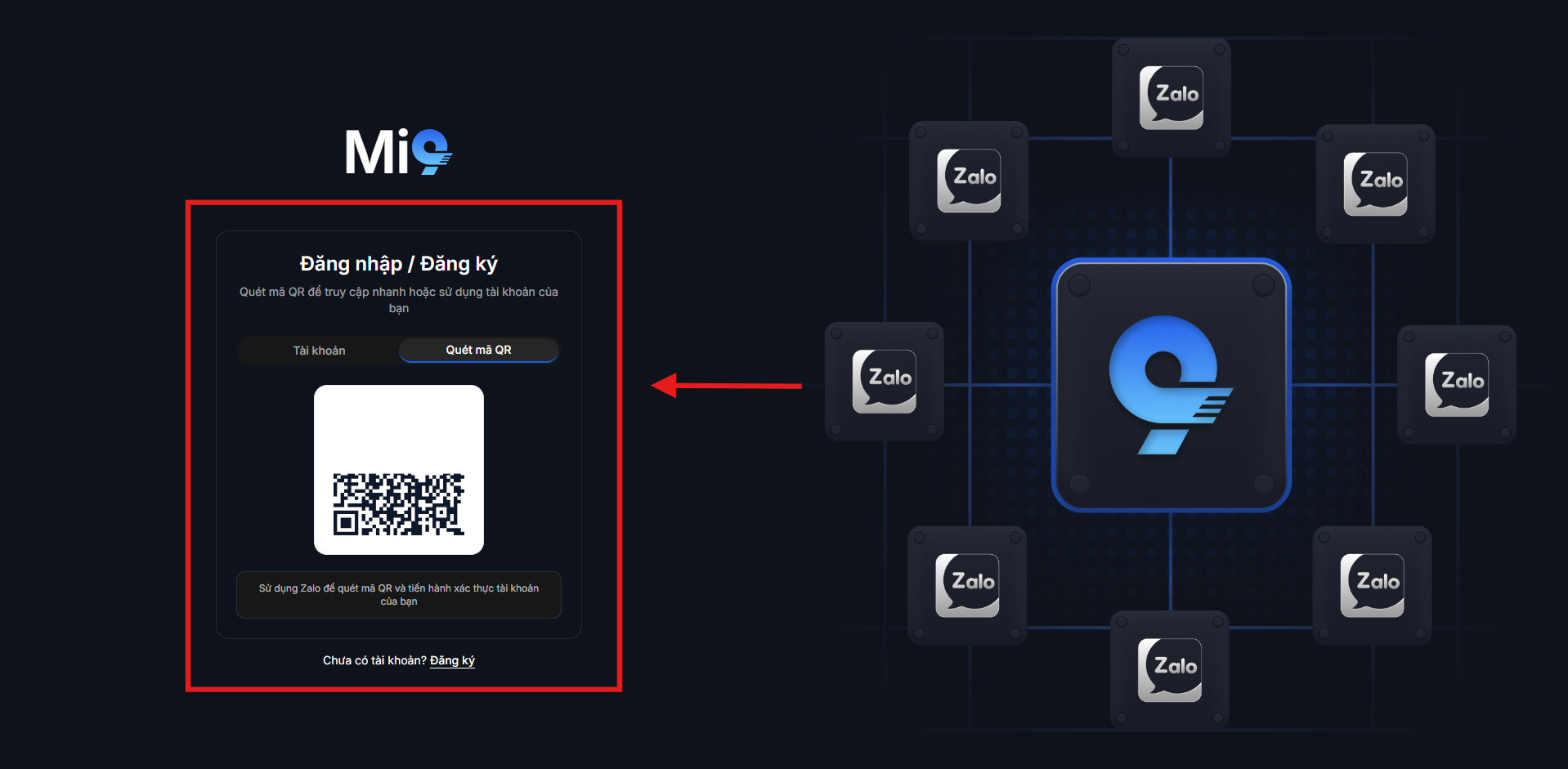 Đăng ký Mi9 bằng mã QR