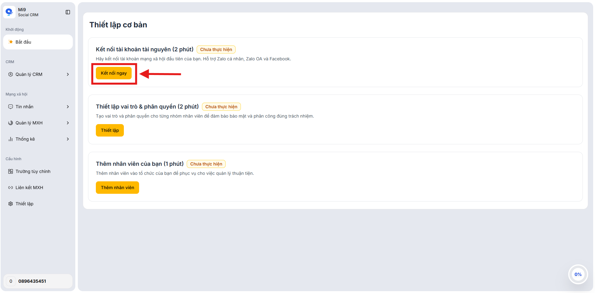 Bước 1: Chọn Kết nối ngay