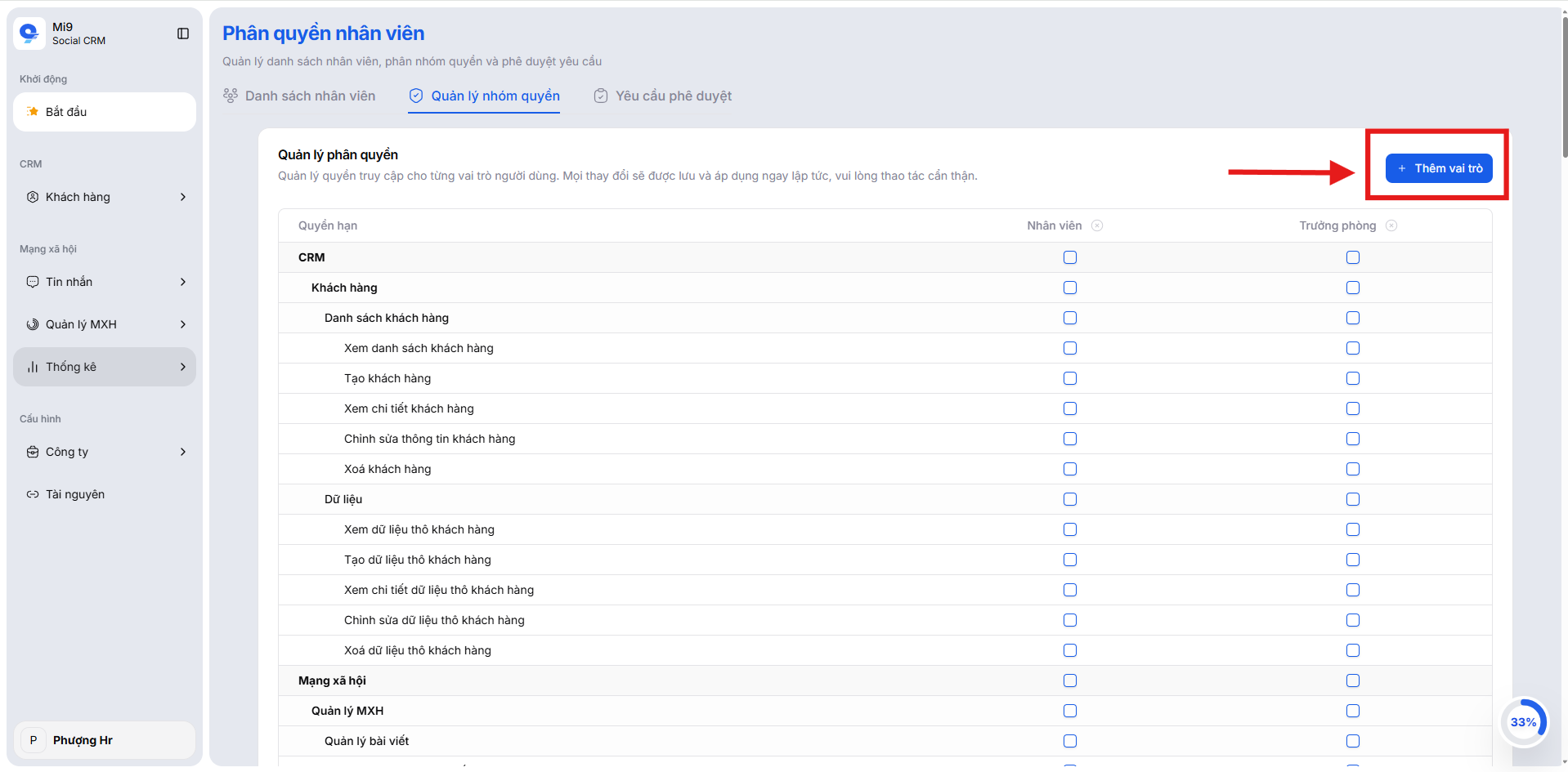 Tạo vai trò mới