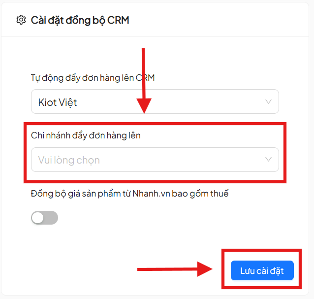 Chọn kênh liên kết KiotViet