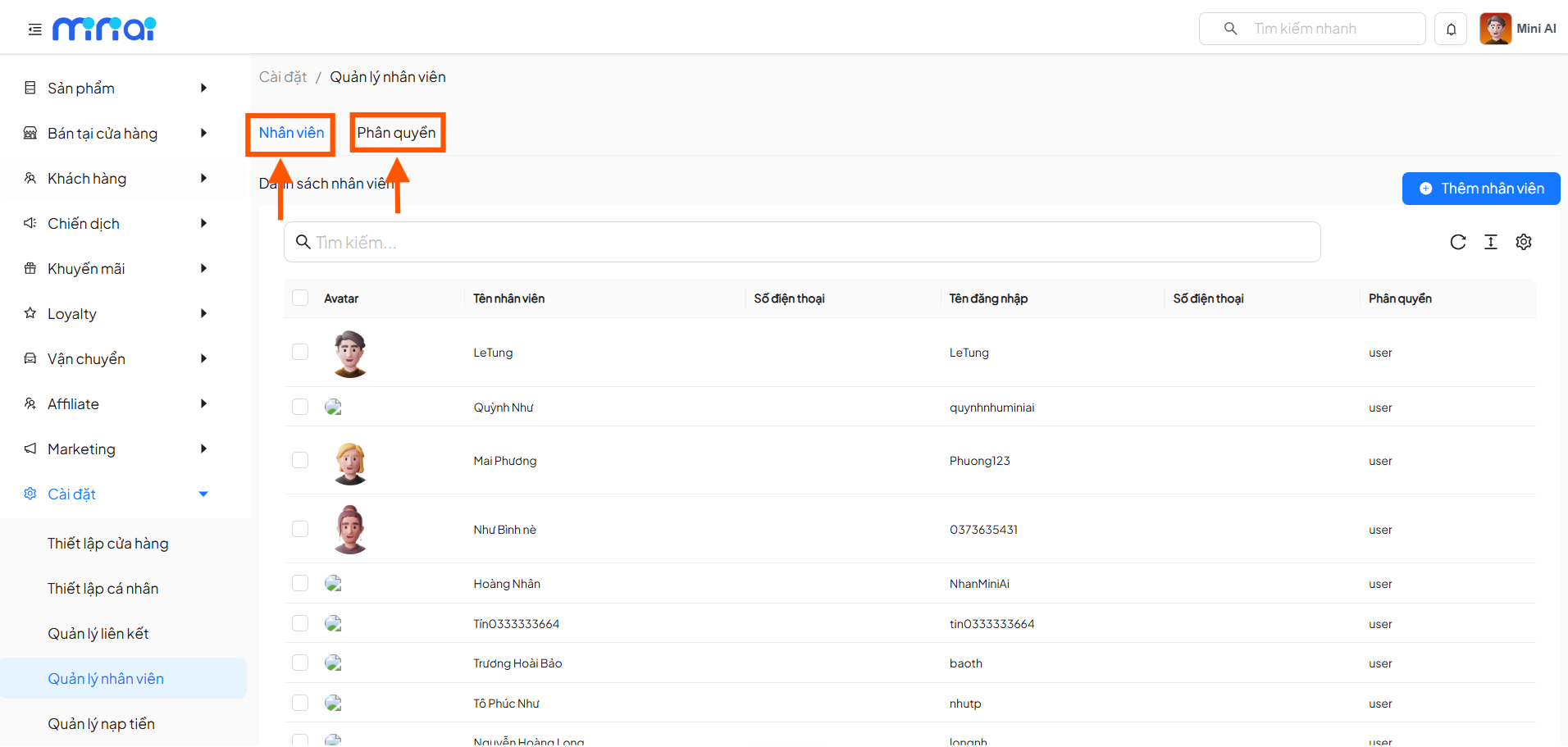 Access Staff Management Feature