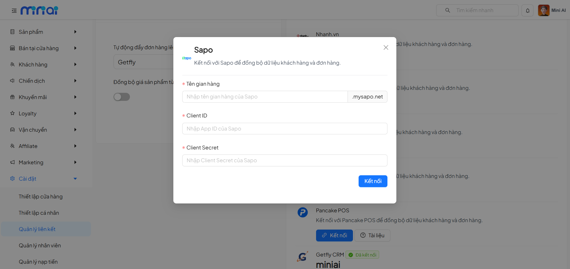 Select Sapo Integration Channel