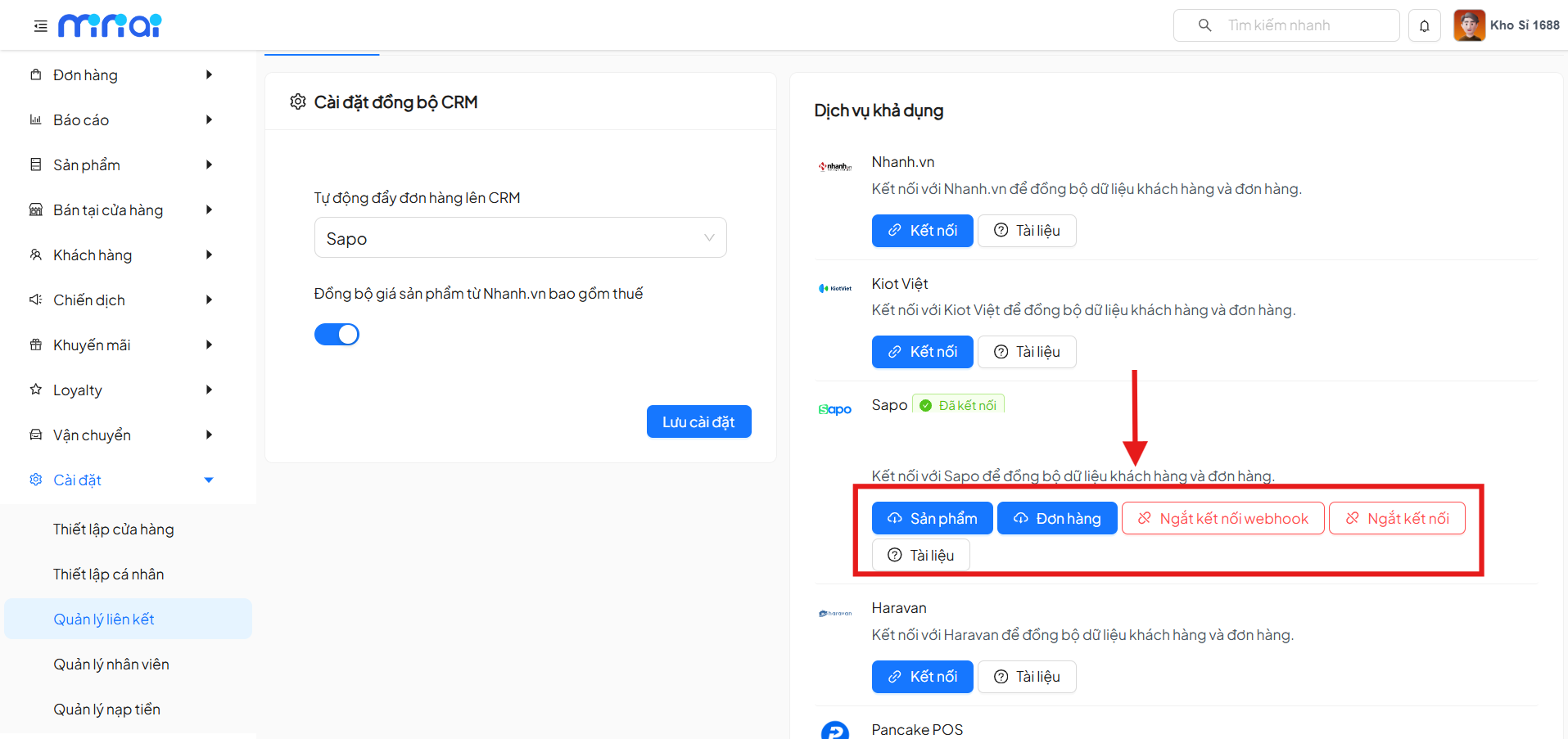 Select Sapo Integration Channel